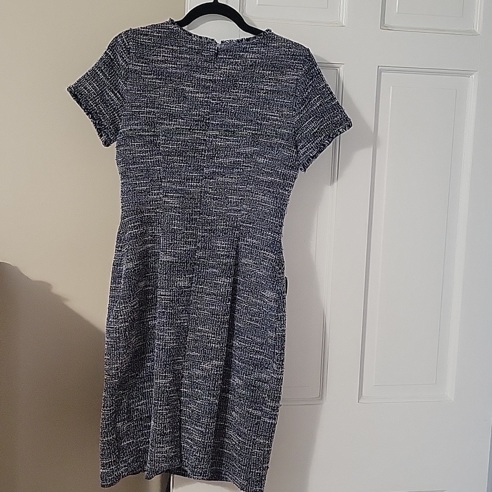 LOFT Navy and White Tweed Mini Dress In Size 8 - Picture 4 of 4
